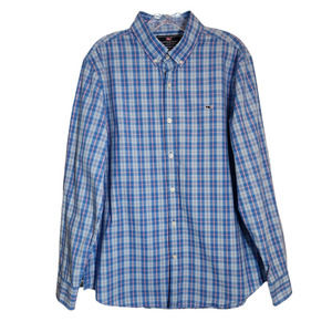 Vineyard Vines Slim Fit Button-Up Whale Shirt Sz L Blue Pink Plaid Cotton Logo